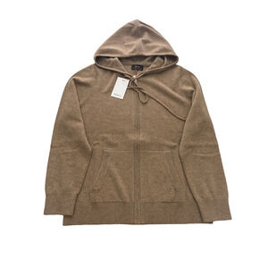 Quince Mongolian Cashmere Full Zip Hoodie Womens XS Teak Sweater Capsule Luxury